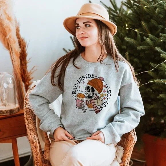 Dead Inside But Cozy Dark Grey Sweatshirt - Picture 2 of 6